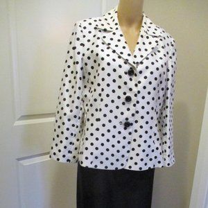 Suit Studio Black & White Polka Dot Skirt Suit sz 10